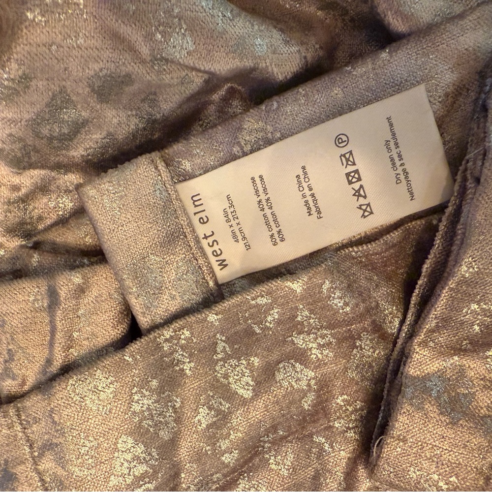 West Elm Velvet Velour Metallic Gold Diamond Black Out Curtains - Picture 8 of 11